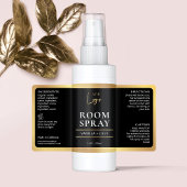Elegant Zwart & Goud Modern Room Mist Spray Label