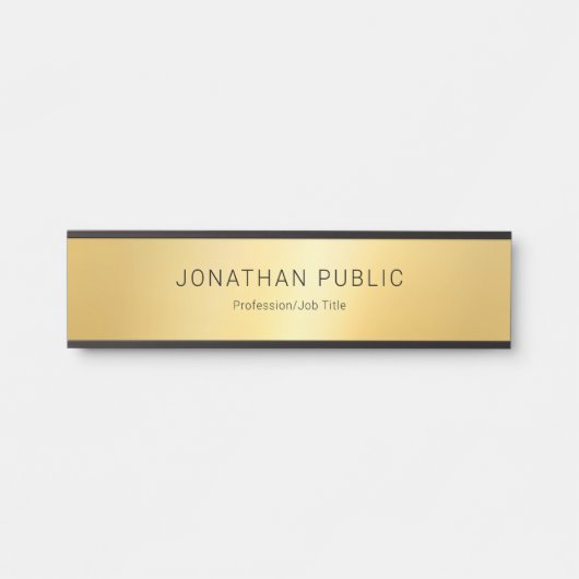 Elegant Zwart Goud Moderne Glamour Sjabloon Deurbordje (Voorkant)