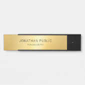 Elegant Zwart Goud Moderne Glamour Sjabloon Deurbordje (Voorkant)