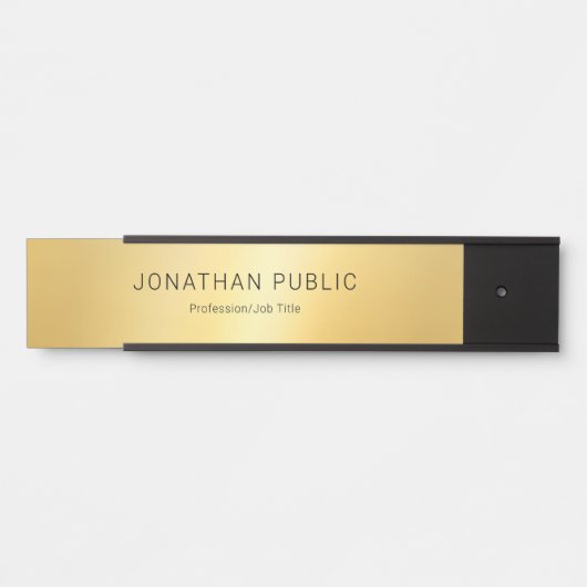 Elegant Zwart Goud Moderne Glamour Sjabloon Deurbordje (Voorkant)