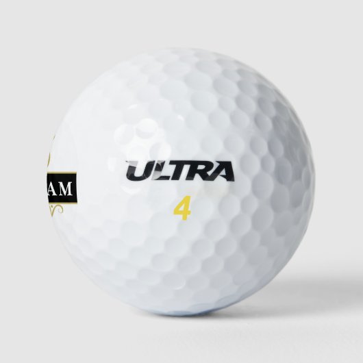 Elegant Zwart Goud Monogram Golfballen (Logo)