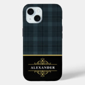 Elegant zwart goud monogram grijs geplakt Case-Mate iPhone case (Achterkant)