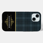 Elegant zwart goud monogram grijs geplakt Case-Mate iPhone case (Achterkant (horizontaal))