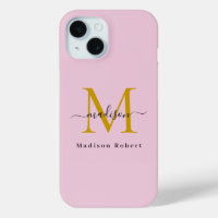 Elegant Zwart Goud Monogram Initiaal Grappig Scrip