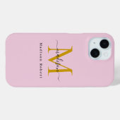 Elegant Zwart Goud Monogram Initiaal Grappig Scrip Case-Mate iPhone Case (Achterkant (horizontaal))
