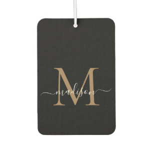 Elegant Zwart Goud Monogram Schattige Girly Chic S Luchtverfrisser