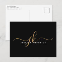 Elegant Zwart Goud Monogram Script Initialen