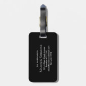 Elegant Zwart Goud Monogram Script Naam Stijlvol L Bagagelabel (Achterkant verticaal)