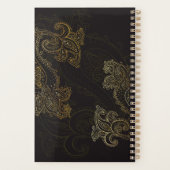 Elegant Zwart Goud Paisley Planner (Achterkant)