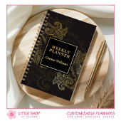 Elegant Zwart Goud Paisley Planner