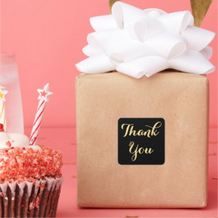 Elegant zwart goud partij gunsten bruiloft dank u vierkante sticker