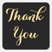 Elegant zwart goud partij gunsten bruiloft dank u vierkante sticker (Voorkant)