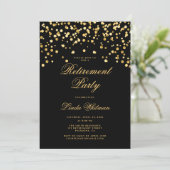 Elegant zwart & goud pensioenfeest kaart (Staand voorkant)