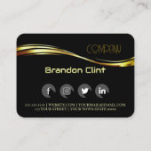 Elegant zwart goud professioneel visitekaartje (Achterkant)