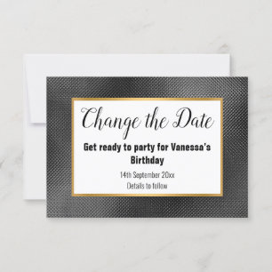ELEGANT ZWART GOUD RELIËF WIJZIG DE DATUM RSVP KAARTJE