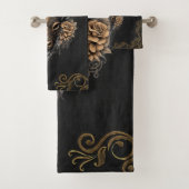 Elegant zwart goud rendierhead bad handdoek (Insitu)