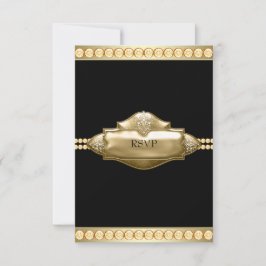 Elegant zwart goud RSVP Kaartje