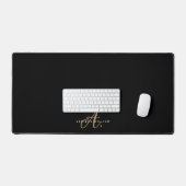 Elegant Zwart Goud Script Monogram Bureaumat (Keyboard & Muis)