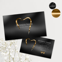Elegant Zwart Goud Tandarts Bedrijfskaartontwerp