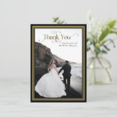 Elegant Zwart Goud Typografie Bruiloft Bedankkaart (Staand voorkant)