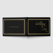 Elegant Zwart Goud  Typografie Bruiloft Gastenboek (Volledig)