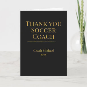 Elegant Zwart Goud Voetbal Coach Team Bedankkaart