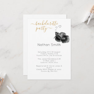 Elegant Zwart Goud Waterverf Vis Bruiloft Kaart