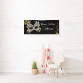 Elegant Zwart Goud Zilver Masker Feest Spandoek (Insitu)