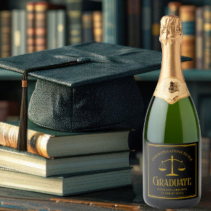 Elegant zwart gouden afstudeerfeest voor rechtenst sparkling wijnetiket