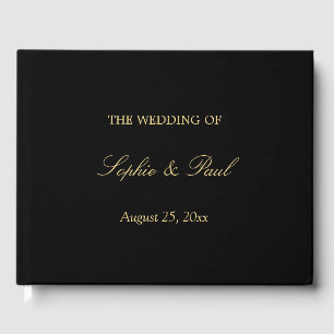 Elegant zwart gouden beige bruiloft gastenboek