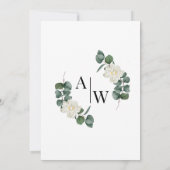 Elegant zwart gouden blad Eucalyptus Bruiloft Kaart (Achterkant)