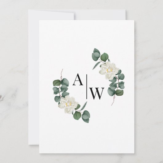 Elegant zwart gouden blad Eucalyptus Bruiloft Kaart (Achterkant)