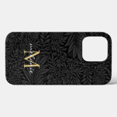 Elegant zwart gouden bloemenscript monogram Case-Mate iPhone case (Achterkant (horizontaal))