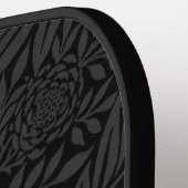 Elegant zwart gouden bloemenscript monogram pickleball paddle (Links Detail)