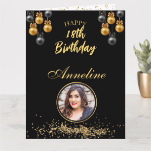 Elegant zwart-gouden foto Gefluteerd Wenskaart Kaart