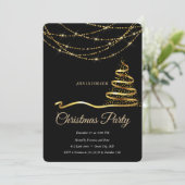 Elegant Zwart - Gouden Kerstboom Kaart (Staand voorkant)