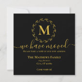 Elegant zwart gouden krans Monogram We hebben verp Aankondiging (Voorkant)