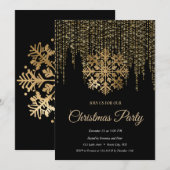 Elegant Zwart Gouden Sneeuwvlok Frame Kerstmis Kaart (Voorkant / Achterkant)