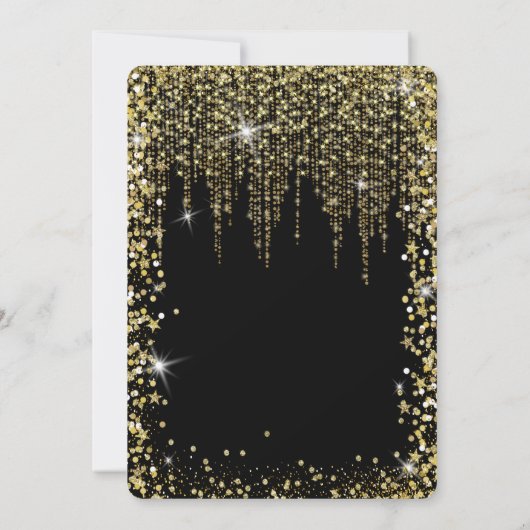 Elegant Zwart - Gouden Sparkle Kerstboom Kaart (Achterkant)