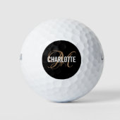 Elegant zwart goudmonogram Golf Balls Golfballen (Voorkant)