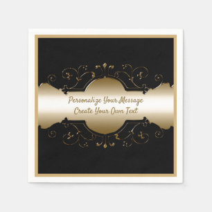 Elegant zwart & goudvormig design — Aangepast Servet