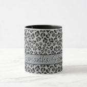 Elegant Zwart grijs Leopard cheetah patroon Mok (Midden)