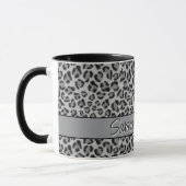 Elegant Zwart grijs Leopard cheetah patroon Mok (Links)