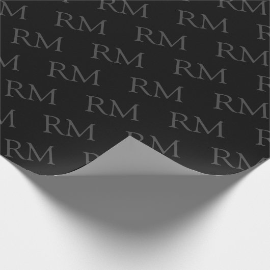 Elegant Zwart Grijs Minimalistisch Eenvoudig Monog Cadeaupapier (Hoek)