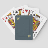 Elegant Zwart Grijs Pinstripe Custom Goud Initiaal Pokerkaarten (Achterkant)