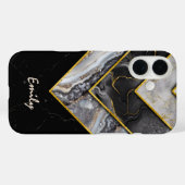 Elegant zwart grijs uniek geometrisch Case-Mate iPhone case (Achterkant (horizontaal))