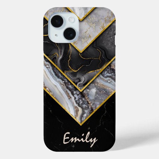 Elegant zwart grijs uniek geometrisch Case-Mate iPhone case (Achterkant)