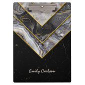 Elegant zwart grijs uniek geometrisch klembord (Voorkant)