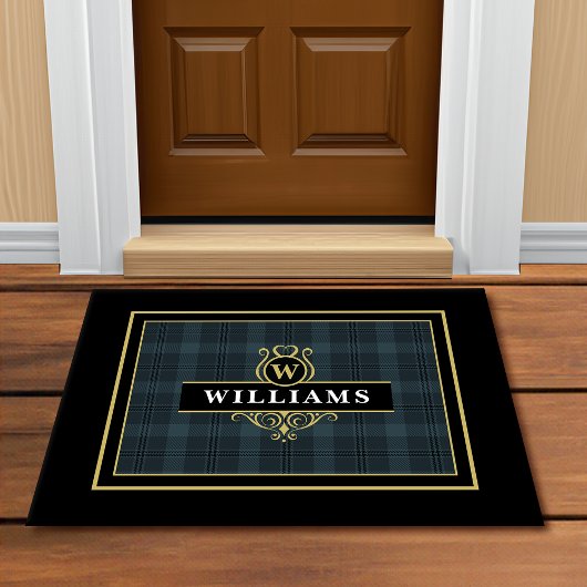 Elegant Zwart Grijs  Windowpane Plaid Deurmat