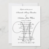Elegant zwart grijs wit monogram bruiloft kaart (Achterkant)